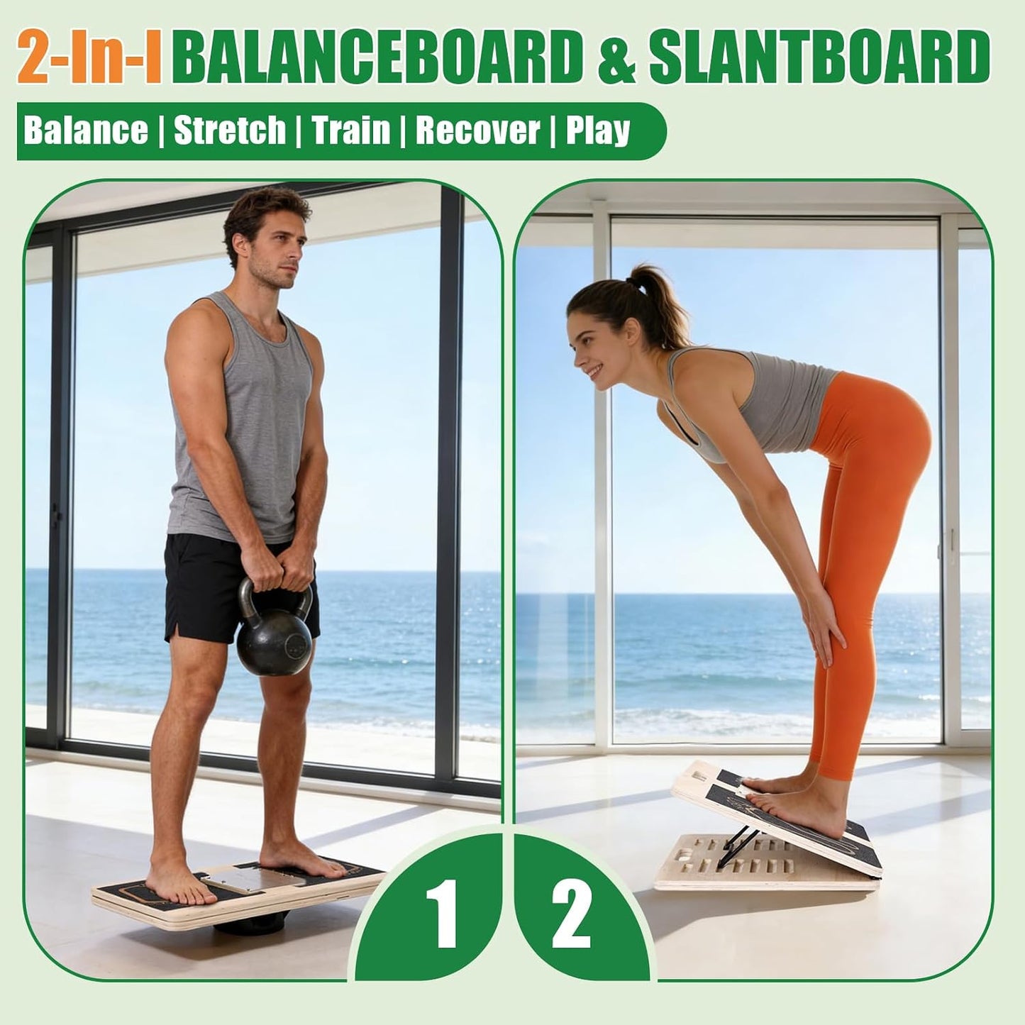 Wooden Slant Board for Exercise & 17.5" Wide Calf Stretch Board | Adjustable Incline Board with 12 Angles for Squats and Physical Therapy, Funny Balance Board with 3 Difficulty Maze Tracks