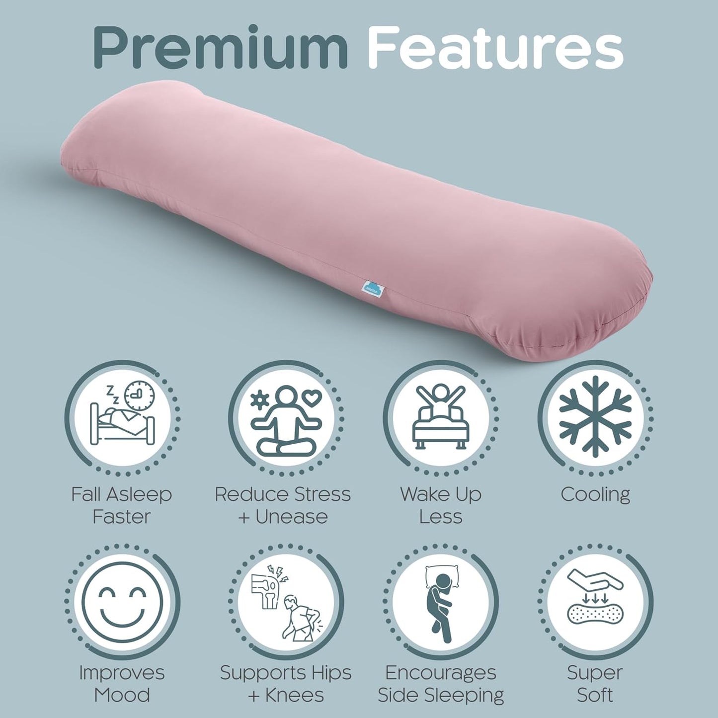 Weighted Body Pillow 6.5lbs, Cooling Tencel Cover, 41” x 10” | Calming Weighted Comfort, Breathable Cooling Cover, Machine Washable, Made for Side Sleepers, 12 Month Warranty
