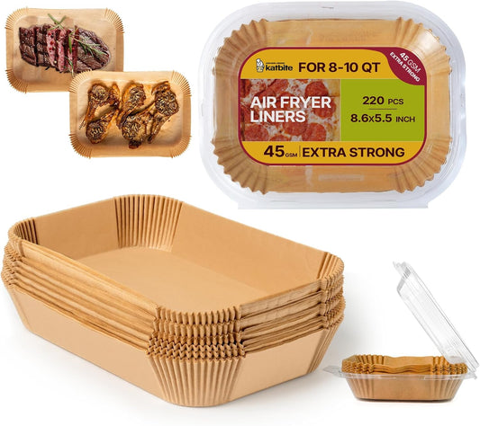 Katbite Air Fryer Liners, 8.6 x 5.5 Inch for Dual Basket Fryers