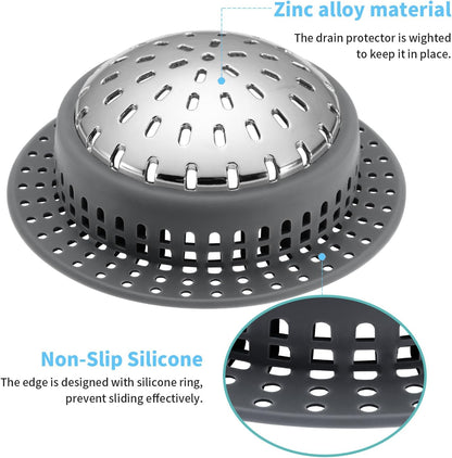 Aluvor Bathtub Drain Hair Catcher Shower Drain Cover Sink Drain Protector | Bathroom Sink & Bathtub Drain Strainer for Pop-Up & Regular Drains, grey