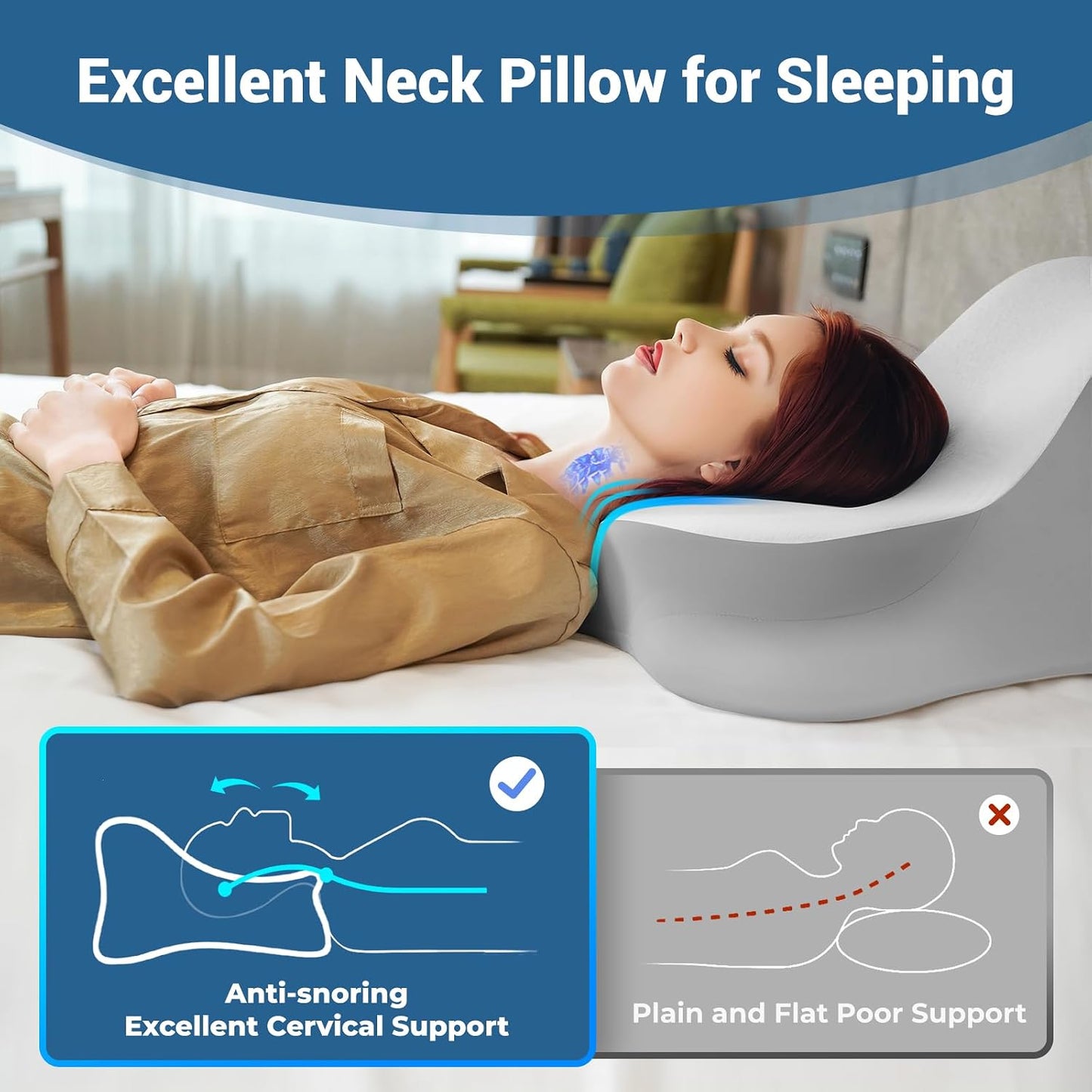 Reading Pillow for Bed, Lying, Leaning and Prone, Ergonomic Memory Foam Bed Wedge Pillow for Headboard, Chin & Back Support Pillows on Bedrest Couch Floor- Grey