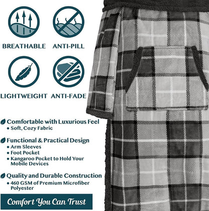 PAVILIA Fleece Blanket with Sleeves, Foot Pockets for Women Men Adults, Plush Wearable Blanket Throw Wrap, Warm Snuggle Blanket Robe, Cozy Gift Ideas Wife Mom, Dark Purple