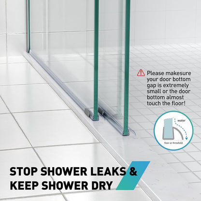 Sliding Shower Door Bottom Seal, 2 PCS 3/8" x 36" | Polycarbonate Door Sweep for 3/8 Inch Glass, Frameless Glass Shower Door Seal Strip Stop Leaks and Create a Water Barrier