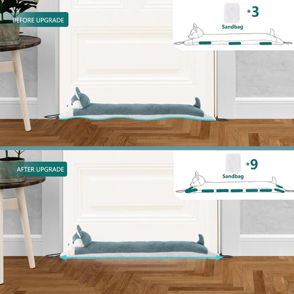 Under Door Draft Stopper Decorative Wind Stopper 36 inch for Door & Window, Weighted Animal Air Draft Stopper for Bottom of Door with Hanging Loops - Brown Dog