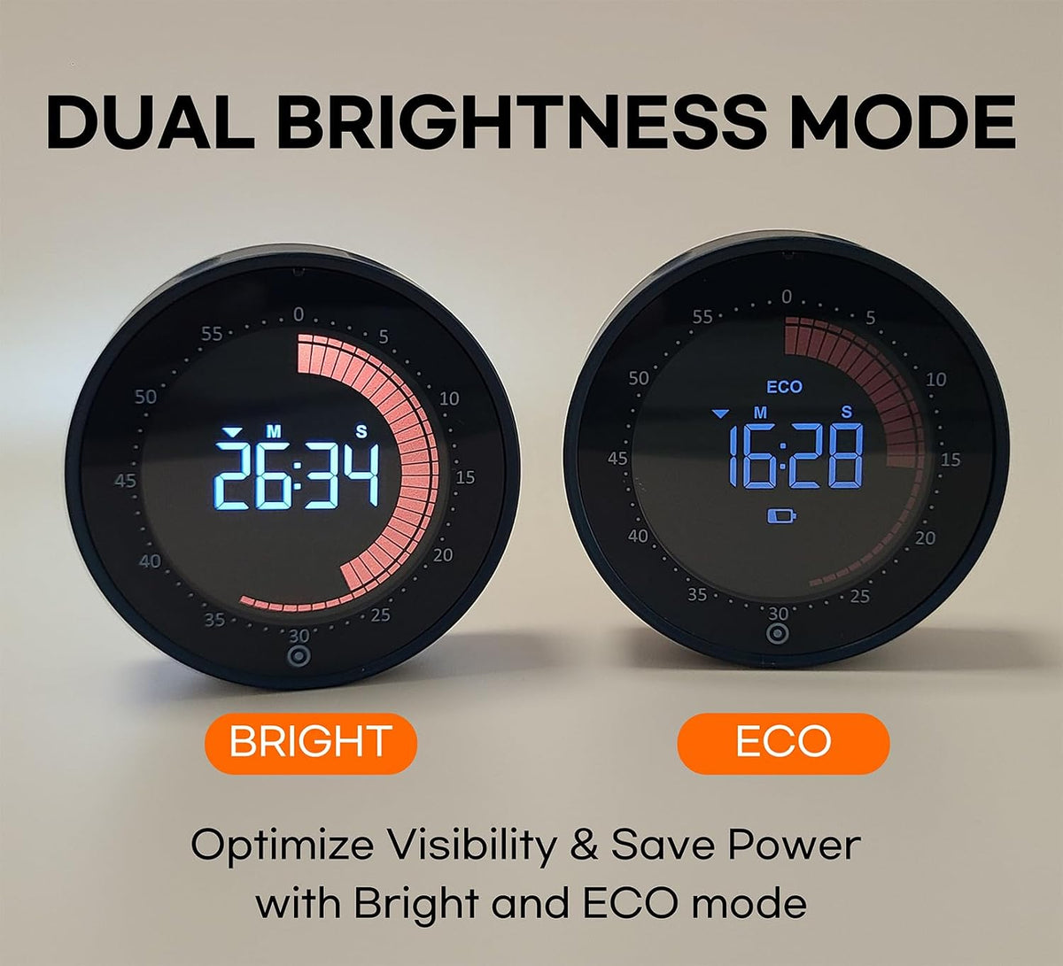 Visual Digital Timer - 60 Min Countdown & Count Up, Large LED Screen with Red Visual Disc, Magnetic Silent Timer for Kids, Seniors, Classroom, Kitchen Cooking, ADHD & Autism Productivity Tool