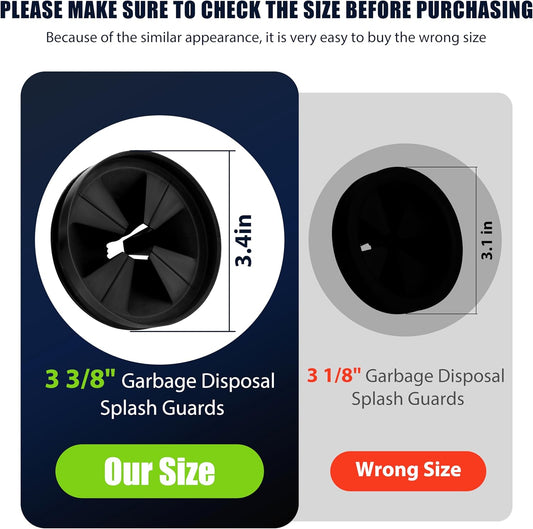 3 3/8" Garbage Disposal Splash Guard Replacement for InSinkErator Evolution | QCB-AM rubber Drain Insert, Sink Baffle, Garbage Disposer Accessories, Upgraded Removable Quiet Collar Drain Plugs, Black