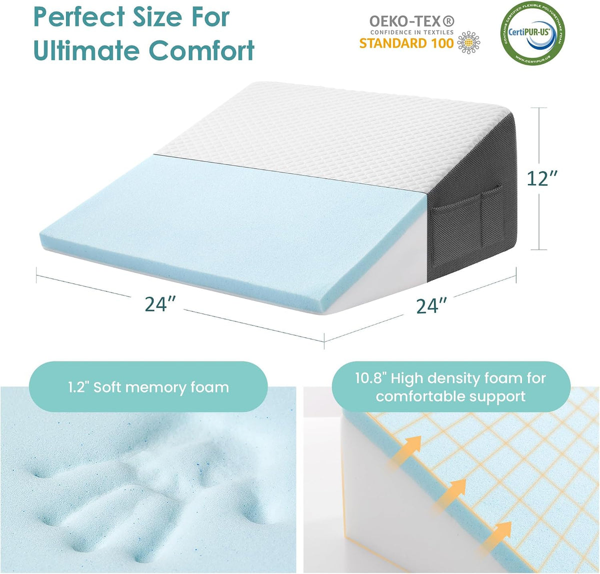 Cozymaker 10-inch Adjustable Leg Elevation Pillows for Swelling Pain Relief