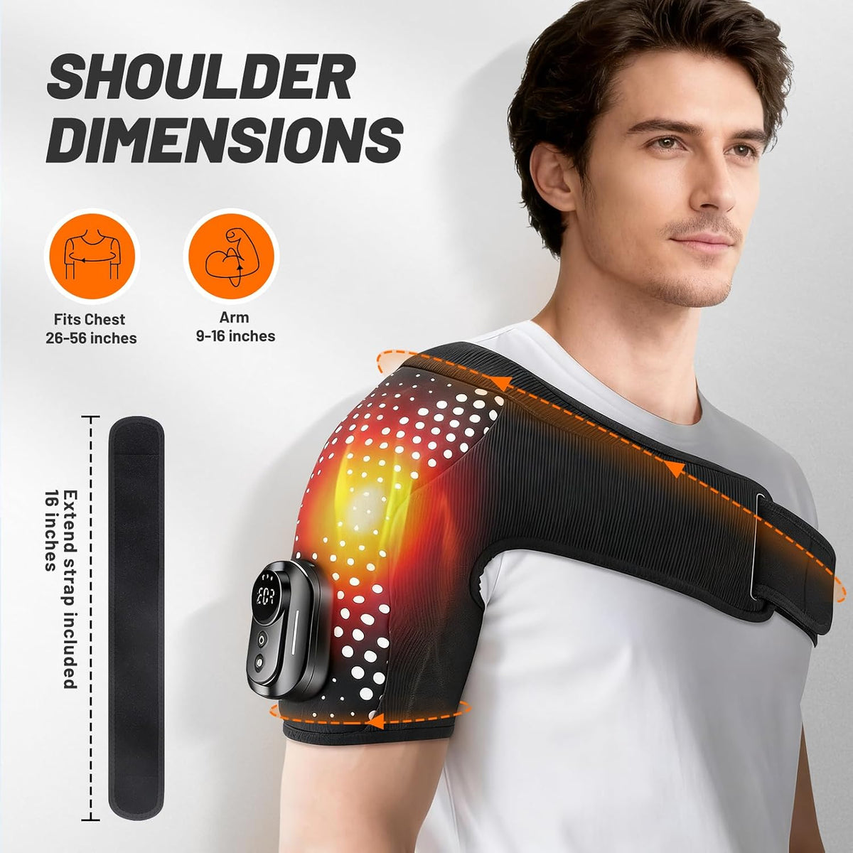 Cordless Shoulder Massager with Heat and Vibration, 3 Heat & 3 Vibration