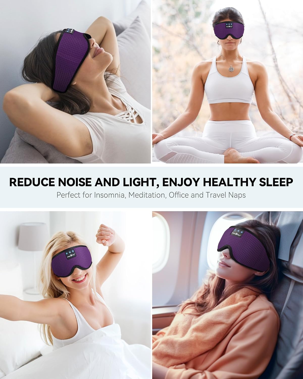 MUSICOZY Sleep Headphones Breathable Bluetooth 5.4 Headband 3D Sleeping Headphones, Wireless Eye Mask Earbuds Earphones for Side Sleeper Office Air Travel Cool Tech Gadgets Unique Gifts