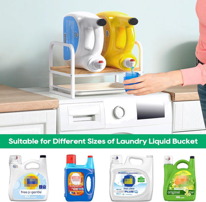 Laundry Detergent Holder Stand, Liquid Detergent Dispenser Shelf Organizer with Cleanable Drip Tray, Liquid Holder Stand Catcher for Laundry Room Organization and Storage (Flat-BlackWhite)