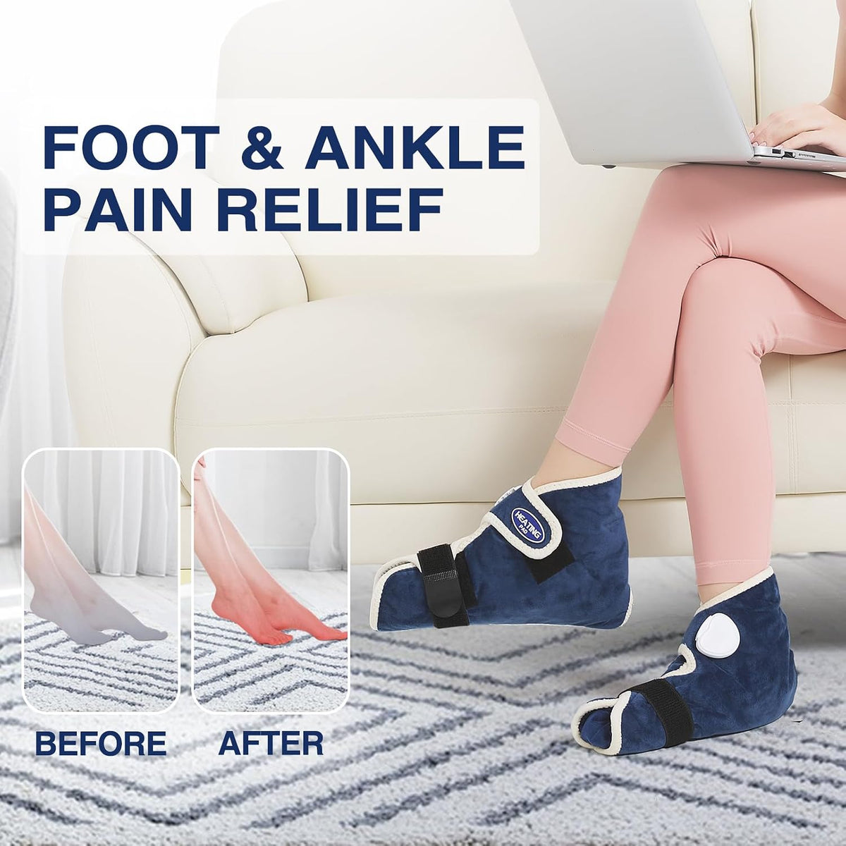 Foot and Ankle Heating Pad for Plantar Fasciitis, Electric Feet Warmers