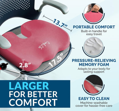 ComfiLife Doctor Recommended Seat Cushion - Premium Gel & Memory Foam Office Chair, Car Seat, Lifting Cushion - Chair Cushions for Back & Sciatica Relief - Seat Cushions for Office & Desk (Black)