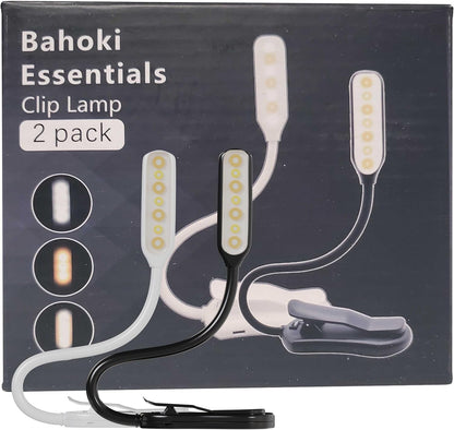 BaHoki Essentials Book Clip Lamp - Small Size Rechargeable LED Clip On Flash Light - Book Light for Reading in Bed
