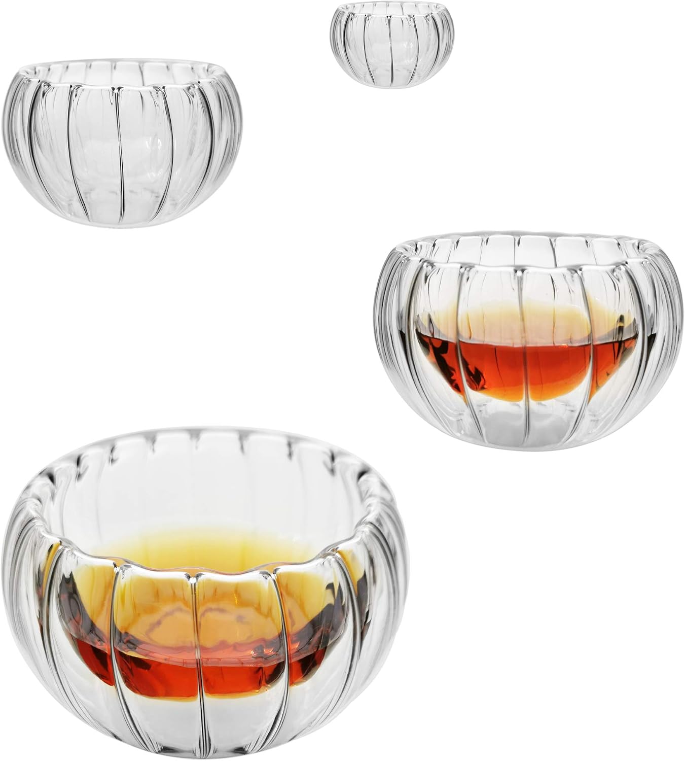 Glass Filtering Tea Maker Teapot with a Warmer and 6 Double-walled Tea Cups Set (Heating base, Standard)