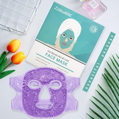 ZNÖCUETÖD Cold Face Eye Mask Ice Pack Reduce Facial Puff, Dark Circles, Hot Cold Compress Pack, Face SPA Gift for Woman Sleeping, Pressure, Headaches, Skin Care, Post Laser Cosmetic Care, Reversible