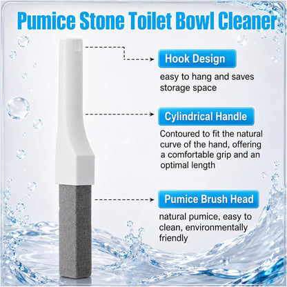 50 Pack Toilet Cleaning Pumice Stones for Toilet with 5 Universal Handles | Grey White Bowl Ring Remover, for Hard Water Stains and Calcium Buildup, Universal Handles on Bathtubs, Sinks, Pools, Grills