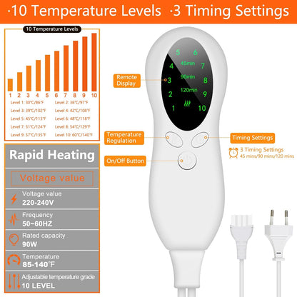 CYFIE Foot Warmer Under Desk - Electric Heating Pad for Women Men, Feet Warmers with 10 Heat & 3 Timer Settings, Auto Shut-Off, Washable Winter Gifts for Home Office