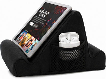 Brookstone Tablet Lap Cushion - Tablet/Phone/Ebook Holder for Bed, Flights, and Travel, Memory Foam Lap Desk for Reading and Hands Free Viewing, Compatible iPad and Kindle Accessories, Grey