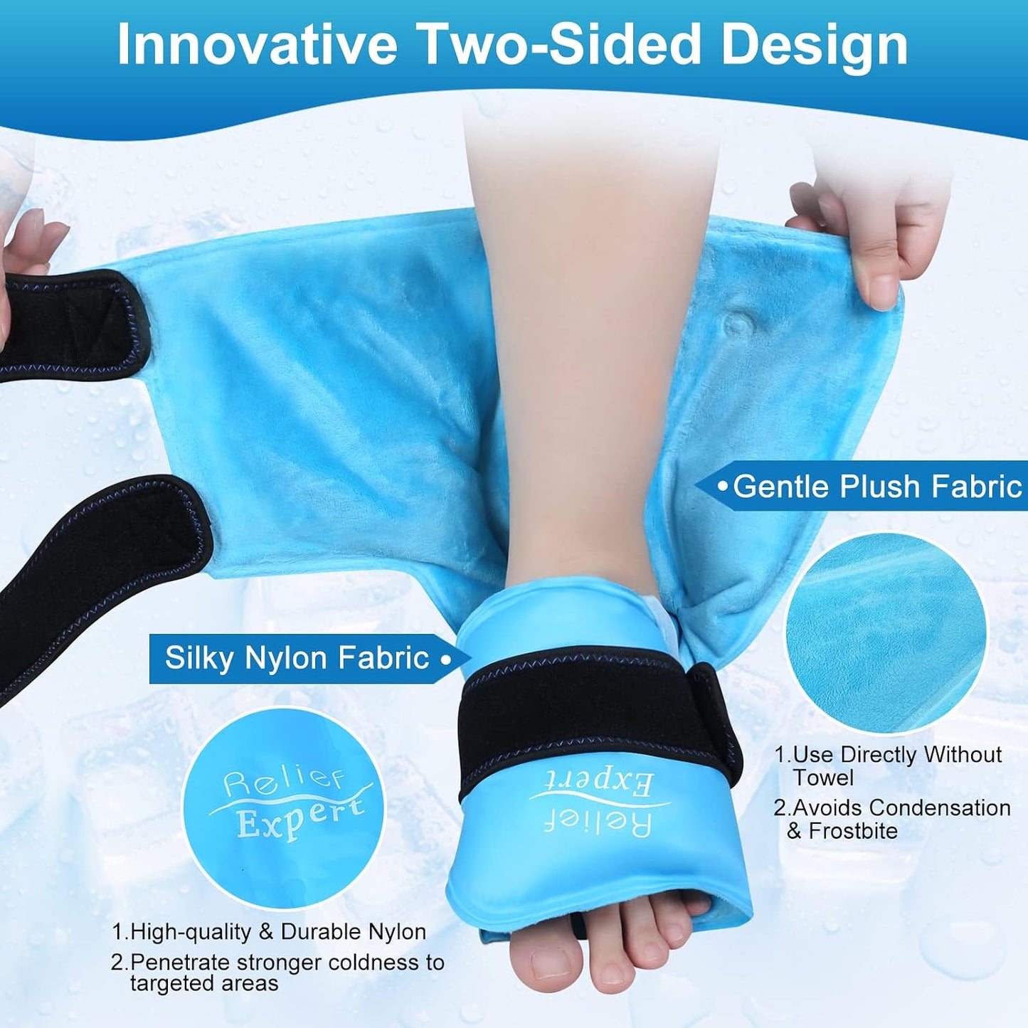 Relief Expert XL Ankle Ice Pack Wrap, Extra Large Ankle Ice Wrap for Discomfort Reducing with Cold Compress for Muscle and Joints Relaxation