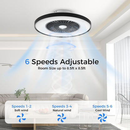 18.9" RGB Flush Mount Ceiling Fan with Light, 6 Speeds 3 Colors | Indoor Ceiling Fan · RGB+3CCT Dimmable · App/Remote Control · Quiet DC · 6-Speed Reversible · Flush Mount 18.9" · Kids Room