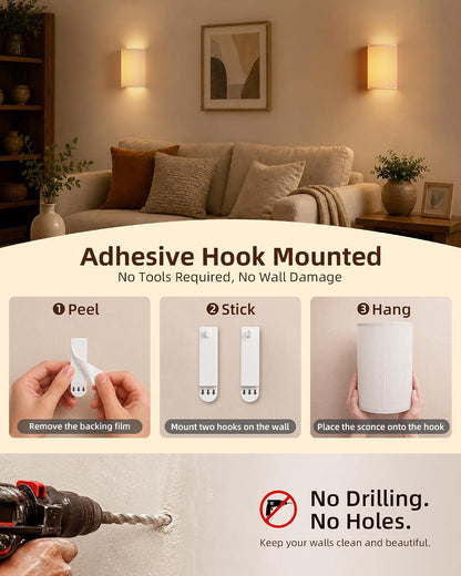 EZVALO Battery Operated Wall Sconce Set of Two with Remote, Wall Lights