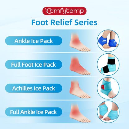 Comfytemp Ankle Ice Pack Wrap for Plantar Fasciitis, Swelling, Foot Pain Relief, FSA Eligible HSA, Gel Packs for Injuries Reusable, Hot Cold Compress for Achilles Tendonitis, Sprained Ankles, 2 Packs