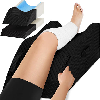 TranquilRelax Leg Elevation Pillows for After Surgery, Wedge Pillow, Grey | Memory Foam, All-around Knee & Ankle Support for Swelling, Height-adjustable, Nop-Slip Bottom, Washable Cover, Single-leg