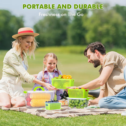 LUXEAR Produce containers for fridge,3 Set Fruit Containers with Removable Colander, BPA-Free Produce Saver Containers with Lids Dishwasher&Microwave Safe Keep Fruits, Vegetables, Berry, Fresh Longer