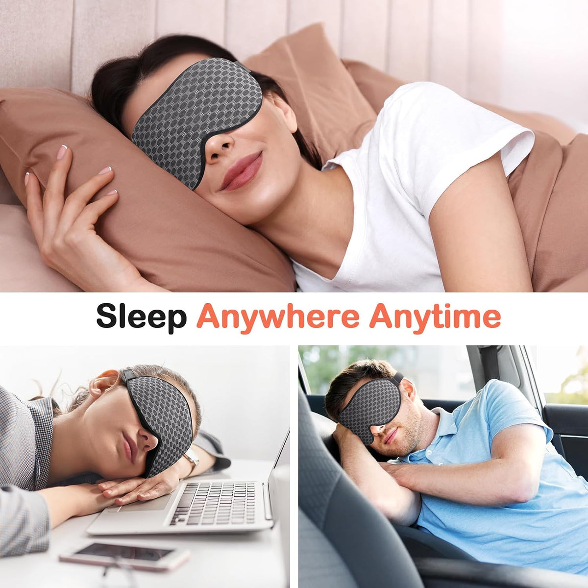 INNELO Sleep Mask for Side Sleeper, 3D Zero-Pressure, 100% Blackout, Nap