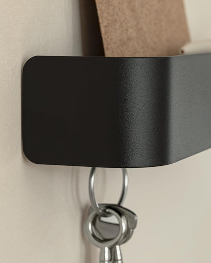 Kazai. Key Holder for Wall 'Tone' | Minimalist Key Hooks Design from Berlin | Modern Key Hanger with Metal Shelf | Key Hook Wall Mounted as Hallway Furniture | Black