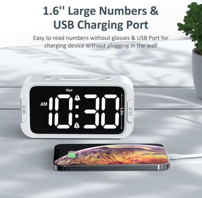 Odokee Digital Dual Alarm Clock for Bedroom with 0-100% Dimmable Display