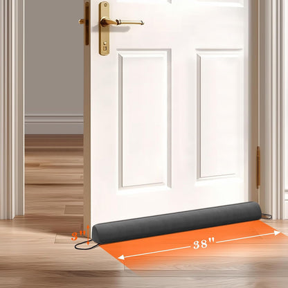 Door Draft Stopper, Removable Washable Cover, 38", Gray | Weighted Gap Filler, Blocks Hot and Cold Air, All-Season Seal, Easy Install, Noise & Wind Blocker, Home Essentials