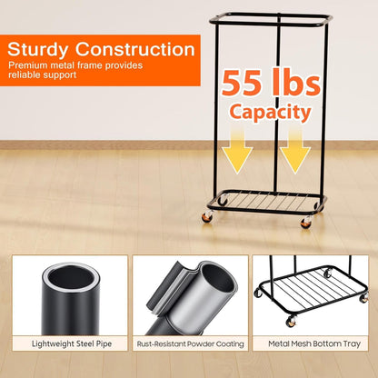 Laundry Hamper with Wheels, 150L Rolling Laundry Basket with Bag & Handles | Sturdy Metal Frame | Removable Bag | Large & Tall Dirty Clothes Hampers for Laundry Room, Bedroom, Dorm, Bathroom-Black