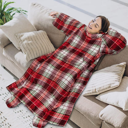 PAVILIA Fleece Blanket with Sleeves and Foot Pockets Women Men, Dark Purple