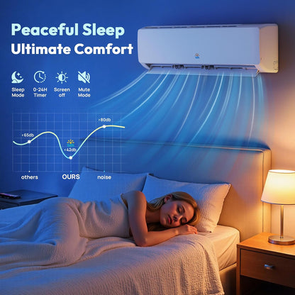 Rellytech Mini Split AC/Heating System - 9000 BTU Mini Split AC Inverter Heating and Cooling, 19 SEER2 115V/110V Energy Efficient Ductless Air Conditioner Up to 550sq.ft, Pre-charged System