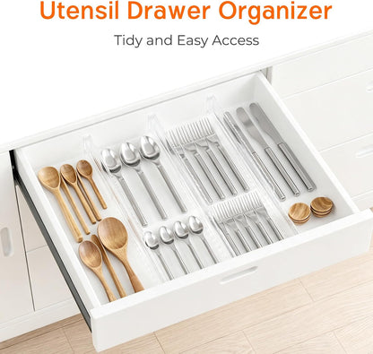 4 Pack 4" High Drawer Dividers for Clothes, 10.2"-16.5" Expandable | Dresser Drawer Organizers, Adjustable Plastic Clear Drawer Separators for Kitchen, Baby Clothing, Socks & Underwear Storage