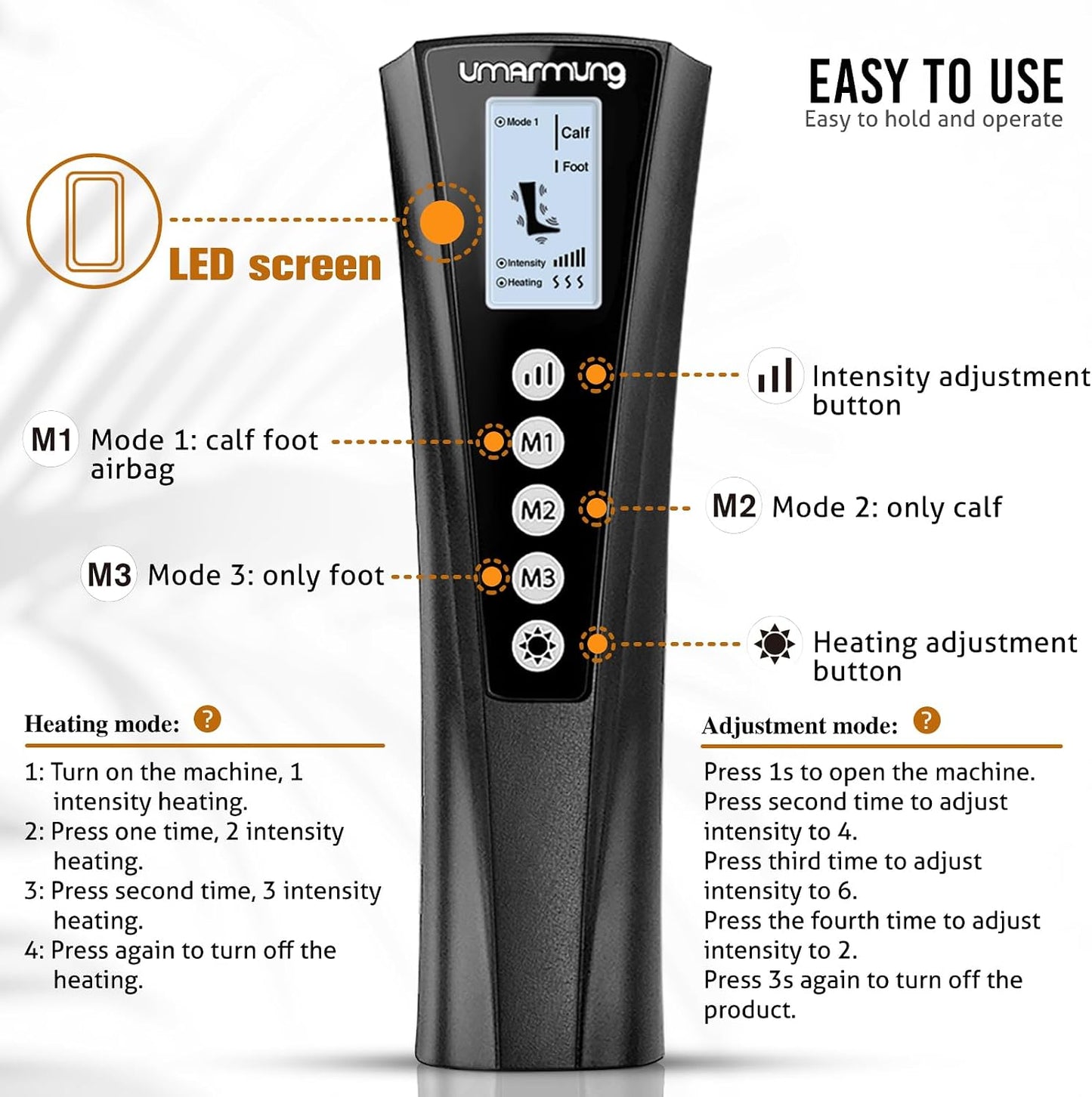 UMARMUNG Air Compression Leg Massager with Heat, Gifts for Men, Dad, Husband, Women, Mom, Wife, Her, Presents for Christmas, Mothers Day, Birthday, Valentine's Day, Works for Foot, Calf, Knee, Thighs