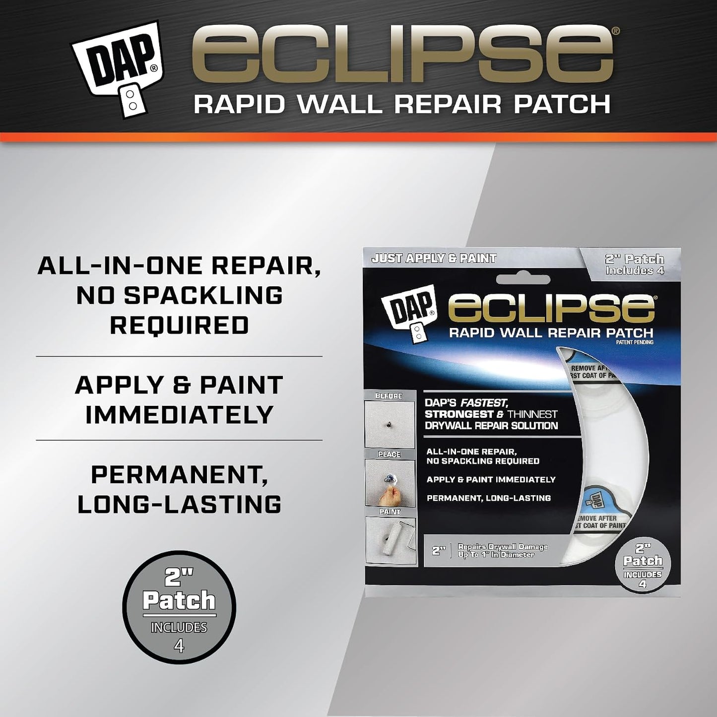 DAP Eclipse Rapid Wall Repair Patch, 6 in (7079809165)