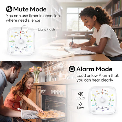 Yunbaoit Visual Timer with Night Light, 60 Minute Countdown, Light Blue | 3 Alarm Modes, Mute Flash, for Kids and Adults, Time Management Tool for Classroom, Home, School, and Work