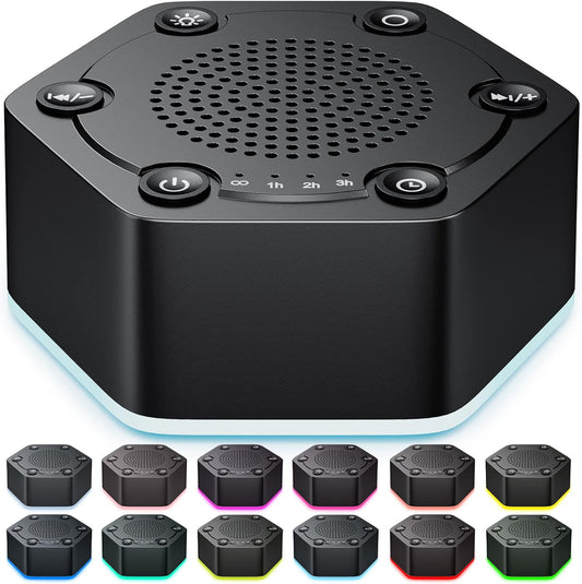 High Fidelity White Noise Sound Machines with 30 Unique Non-Looping Soothing Sounds 12 Colors Night Light 4 Timers 10-Level Brightness 32-Level Volume and Memory Function