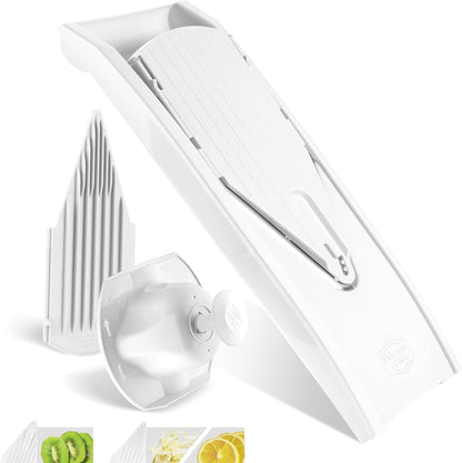 Borner Mandoline Food Slicer V1 (Basic Set) by Reston Lloyd • V-Slicer with Food Holder • Made in Germany • Fruit & Vegetable Chopper • Multiple Settings • Color: Red