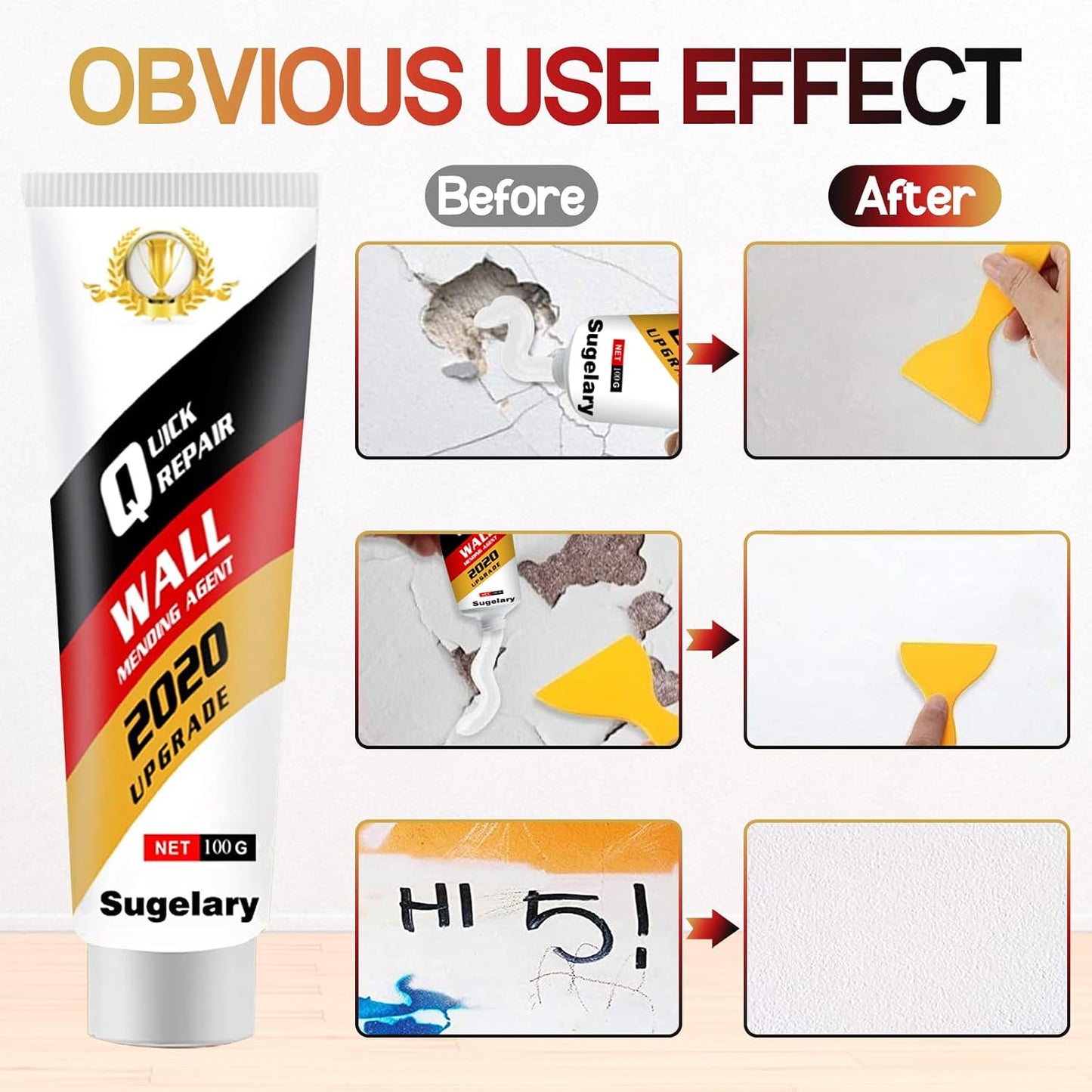 Drywall Patch Repair Kit with Scraper, Wall Spackle Repair Paste, Wall Mending Agent Quick and Easy Solution to Fill the Holes for Home Wall, Plaster Dent Repair and Wood Scratch Repair