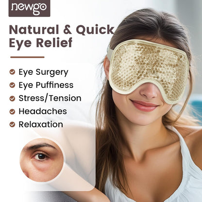 NEWGO Cooling Gel Eye Mask - Reusable Cold Pack for Puffy Eyes, Dark Circles, Migraine, Stress Relief - Purple With Soft Plush Backing