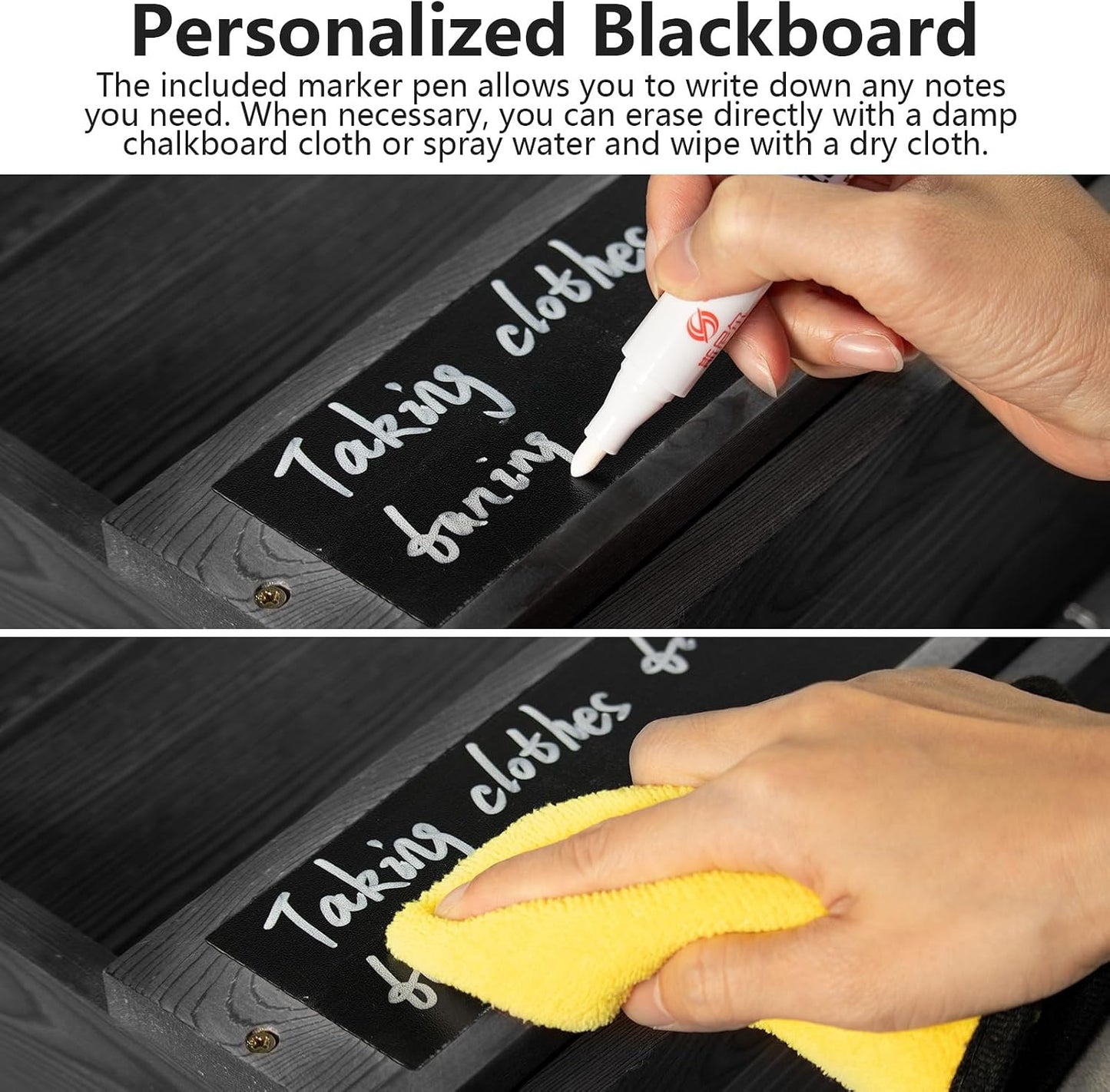 Rustic wall mail organizer,Key and Mail File Holder for Wall Mount | 6 Key Hooks 2 Double Key Hooks A blackboard,for Home,Office, Classroom,Entryway Decor (brown)