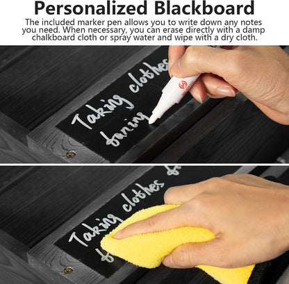 Rustic wall mail organizer,Key and Mail File Holder for Wall Mount | 6 Key Hooks 2 Double Key Hooks A blackboard,for Home,Office, Classroom,Entryway Decor (brown)