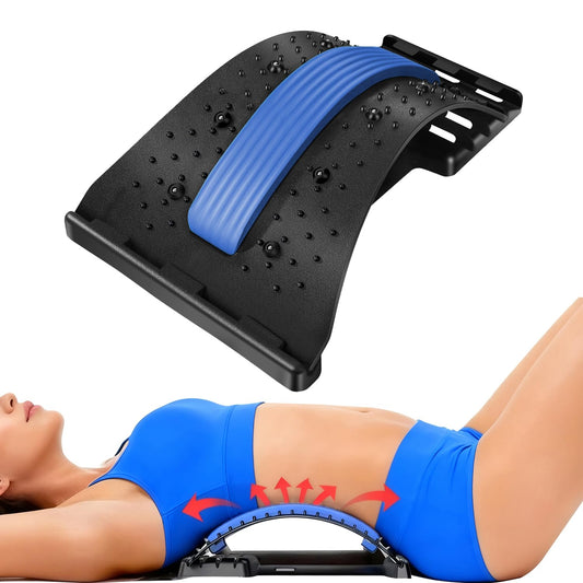 Back Stretcher - 4-Level Adjustable Lumbar Support Board & Back Cracker for Lower Back Pain Relief, Home Office Use (Purple)