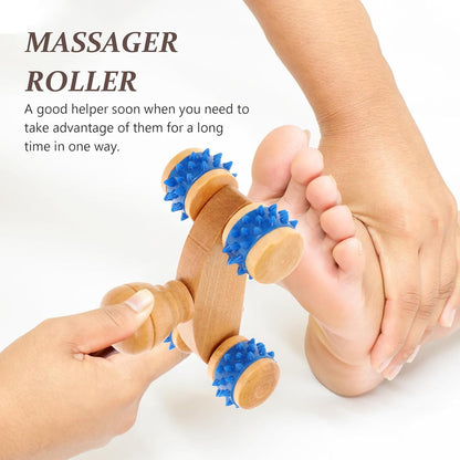 Holibanna 3pcs Wooden Massage Roller Moon Car for Relaxing Massage and Relieving Muscle Fatigue, Handheld Back Massager Stick Suitable for Yoga After Exercise