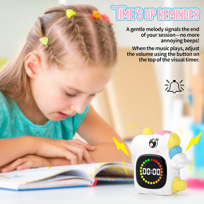 Unicorn Rechargeable 99M Visual Timer for Kids, Potty and Home Study Timer | Digital Adjustable Volume Countdown Classroom Timer ,Visual Time Progress Display,