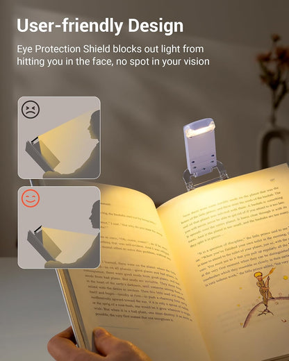 DEWENWILS USB Rechargeable Book Reading Light, 3000K Warm White, Brightness Adjustable Clip on LED Bookmark Lamp at Night in Bed, Portable Booklight for Bookworms, Kids