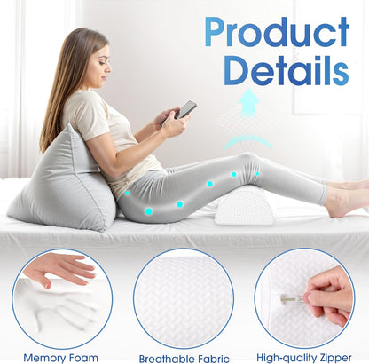Knee Pillow for Back Sleeping Memory Foam Half Moon Bolster Pillow for Legs